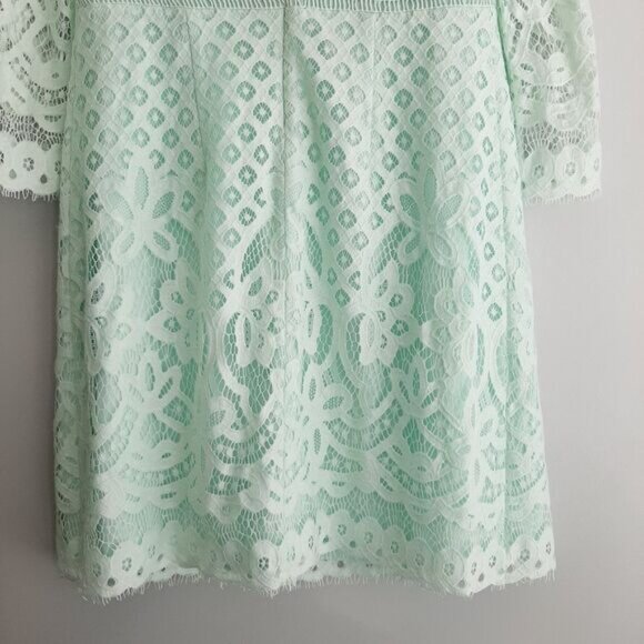 A PEA IN THE POD Maternity Floral Lace Dress Pastel Light Green Blue Sz S Flawed - Picture 8 of 16